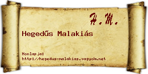 Hegedűs Malakiás névjegykártya